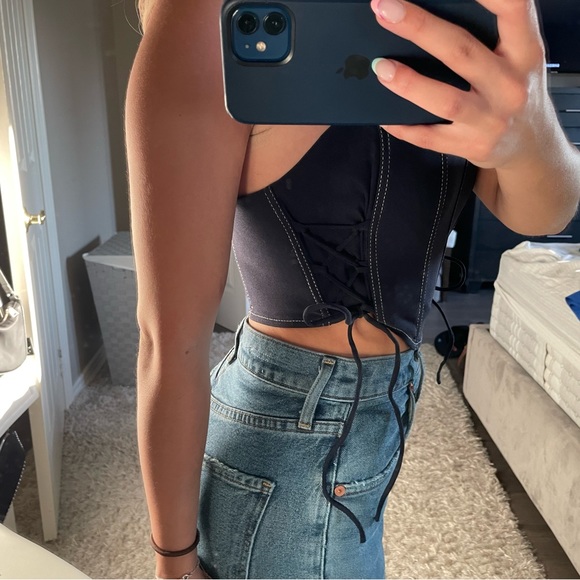Navy Blue Corset Top - Picture 5 of 8